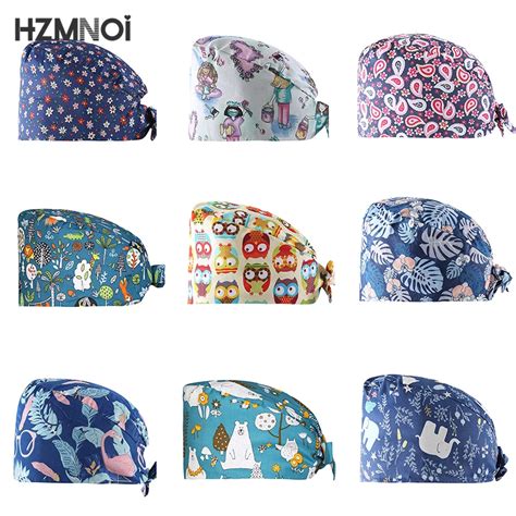 Gorros quirúrgicos con estampado Floral para mujer enfermera cirujano