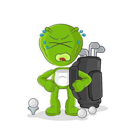 Premium Vector | Alien with golf equipment cartoon mascot vector