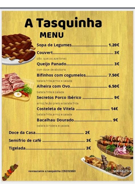 Carte Et Menus A Tasquinha Restaurante Arganil Thefork