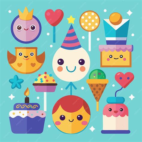 colorful cartoon characters  happy faces  birthday themes