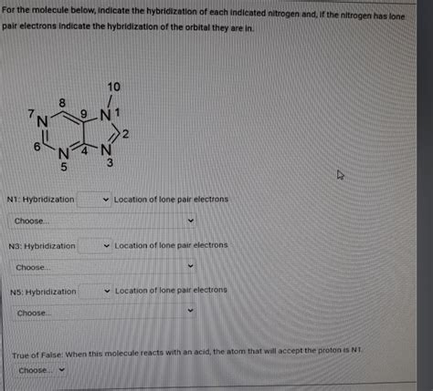 Solved For the molecule below, indicate the hybridization of | Chegg.com