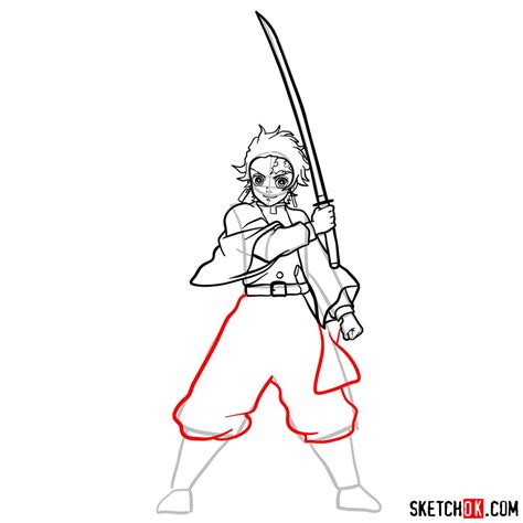 How To Draw Tanjiro Kamado Demon Slayer Sketchok Easy Drawing Guides