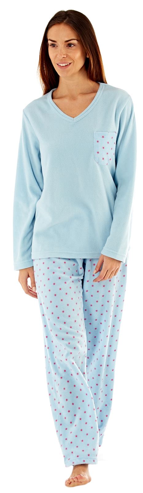 Damen Weich Fleece Pyjama Lounge Set Zweier Warm Pyjama Damen Lounge