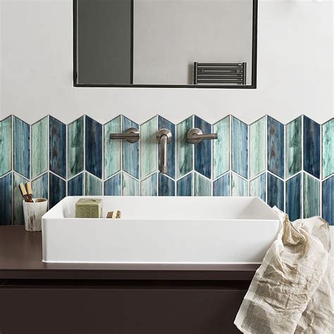 Sample Maya Chevron Aqua Polished Glass Mosaic Tile