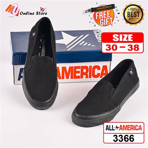 Mu Kasut Sekolah Hitam All America 3366 Student School Black Shoes