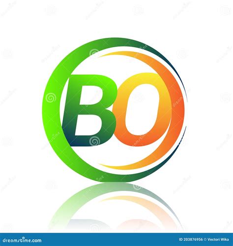 Initial Letter Logo BO Company Name Green And Orange Color On Circle