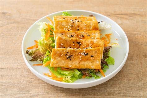 Premium Photo Teriyaki Tofu Salad With Sesame Vegan And Vegetarian Food Style