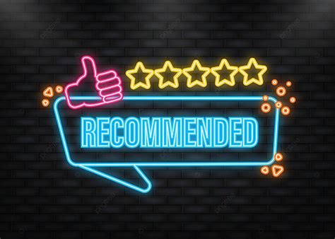 Recommended Banner Modern Vector Illustration With Blue Neon Icon