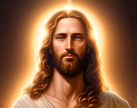 Premium AI Image | A painting of jesus with a golden halo of light ...