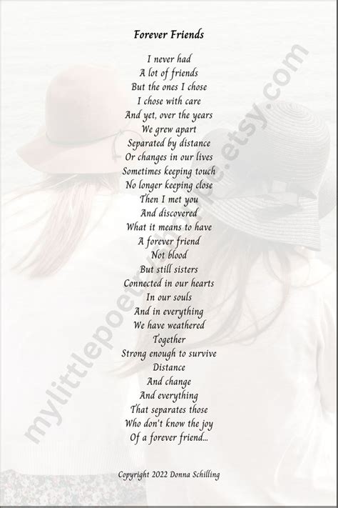 Forever Friends Instant Digital Download Friend Poem Best Friend Poem Friendship Poem