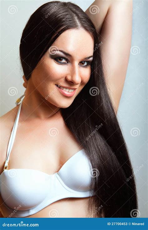 Beautiful Brunette Girl Healthy Long Hair Stock Image Image Of Care