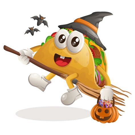 Cute taco mascot witch with holding halloween pumpkin 11823970 Vector ...