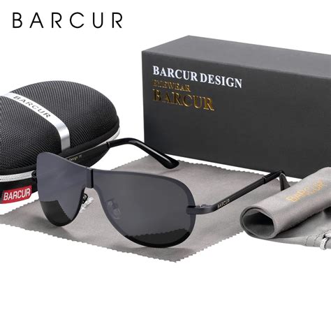 Round Rimless Sunglasses Black Polarized Sunglasses Barcur