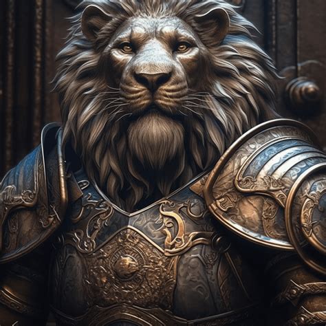 Lions Wearing Medieval Armor Rmidjourney