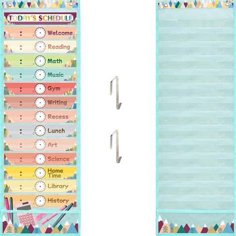 Amazon Ctosree Pcs Daily Schedule Pocket Chart Rainbow Pocket