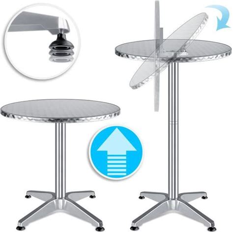 KESSER Table Haute 2 En 1 Pliable Table De Bistrot Aluminium Plateau