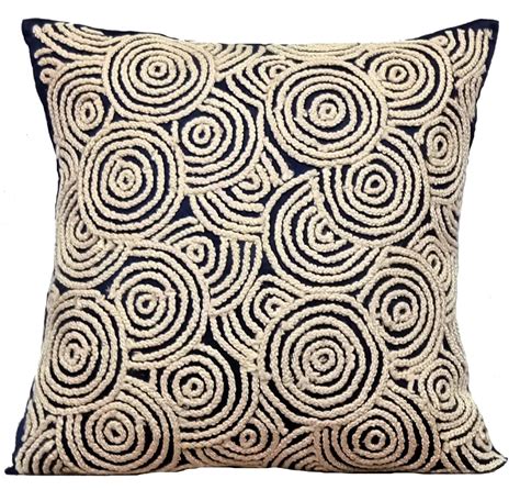 Shop For Navy Blue Swirls Navy Blue Art Silk Decorative Throw Pillow