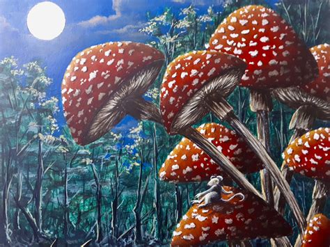 Mushroom Paintings Strange Mushrooms Mushroom Art Prints Etsy