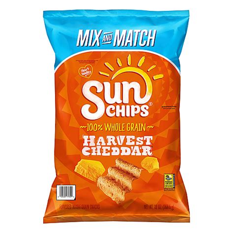 Sun Chips Whole Grain Snacks Harvest Cheddar 13 Oz Snacks Chips