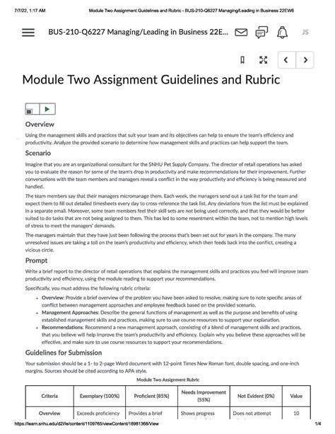 Module Two Assignment Guidelines And Rubric Bus Studocu