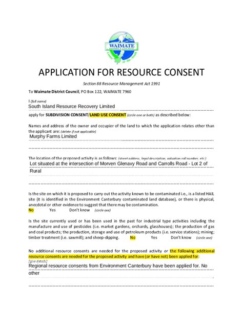 Fillable Online Application For Resource Consent Squarespace Fax