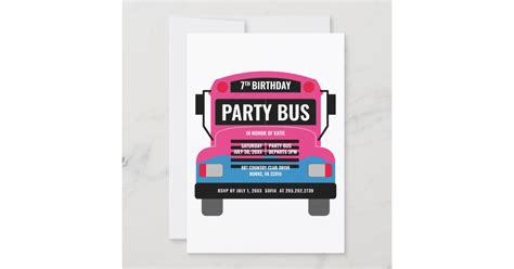 Party Bus Birthday Invitation | Zazzle