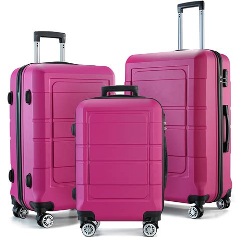 GOWELL Luggage Sets Expandable PC+ABS Durable Suitcase Sets Double ...