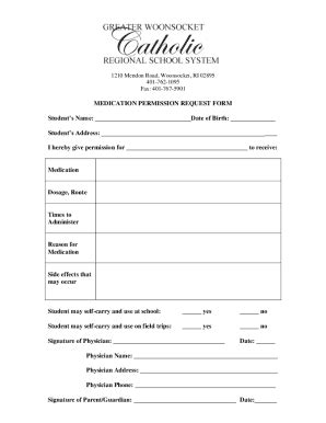 Fillable Online MEDICATION PERMISSION REQUEST FORM Fax Email Print