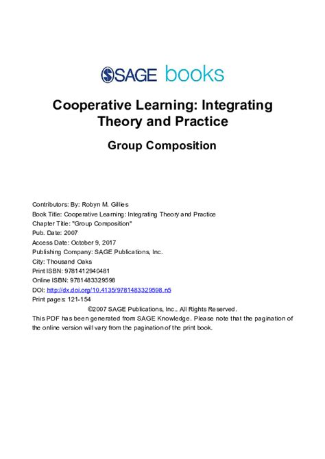 Pdf Cooperative Learning Integrating Theory And Practice Group