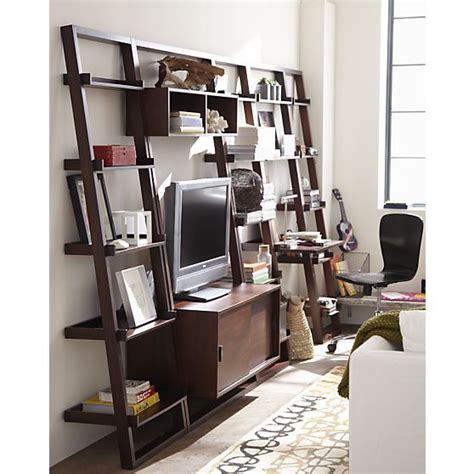 Sloane Java Leaning Bookcase With Desks Condo Living Room