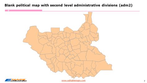 South Sudan Map with 10 States, 3 Areas and 79 Counties - Editable ...