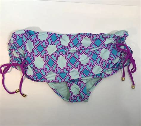 Cremieux Blue Purple Two Piece Bikini Swimsuit Sz S Triangle Top Sz L