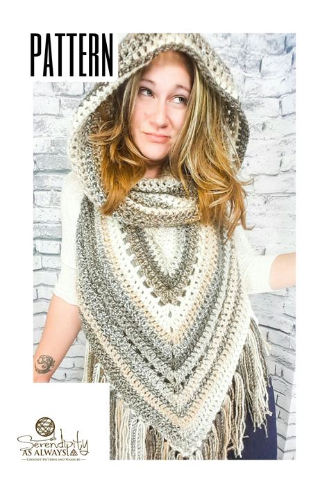 Crochet Pattern Boho Hooded Scarf Hooded Triangle Scarf Crochet Pattern Boho Fr Scarf