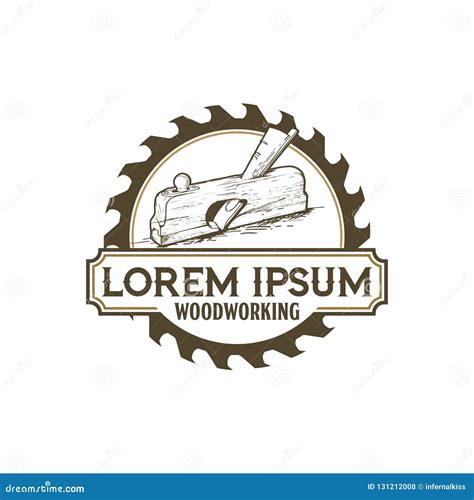 Circular Saw Blade And Wood Hand Plane Vector Vintage Style Logo