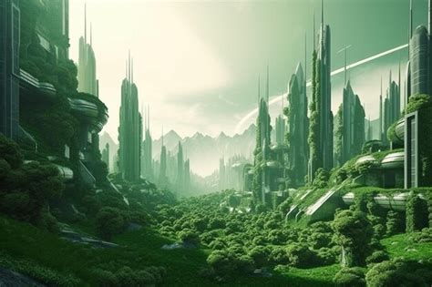 Ciencia Ficci N Utop A Verde Ciudad Futurista Concepto Ambientalismo