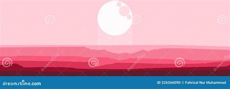 Moonrise in Mountain Scenery Stock Vector - Illustration of beautiful ...