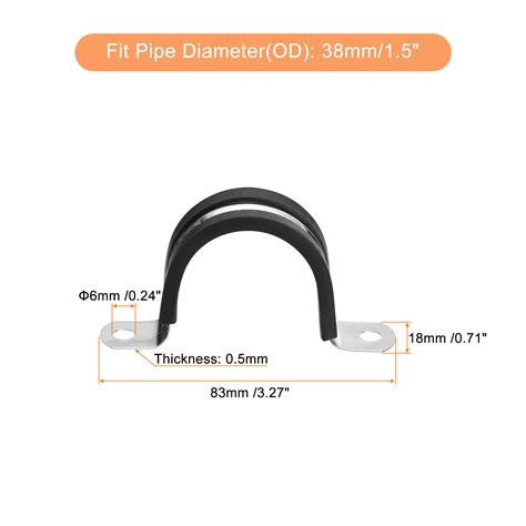 Pcs Cable Clamp U Shape Stainless Steel Rubber Cushioned Pipe