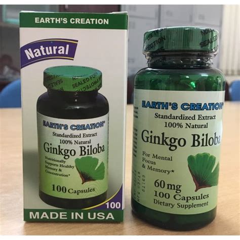 Viên uống bổ não Ginkgo Biloba Earth s Creation hộp 1 lọ 100 viên