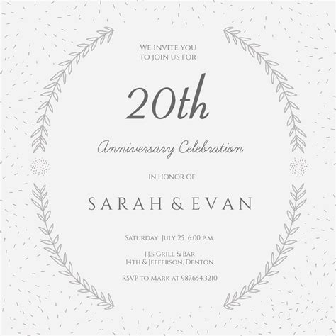 Floral Decorations Anniversary Invitation Template Free Greetings Island