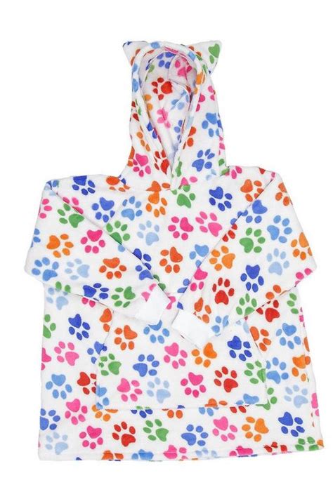 Nightwear White Multi Coloured Paw Snuggle Hoodie Fox In A Box