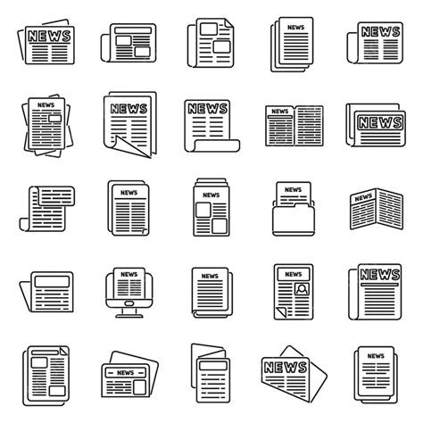 Newspapers Vector Design Images Newspaper Icons Set Outline Vector