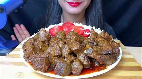 Asmr Mukbang 😋 Eating Mutton Liver And Extra Curry And Salad And