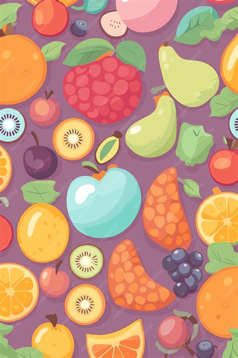 Premium Vector Cute Fruits Cartoon Pattern Vector Art Background