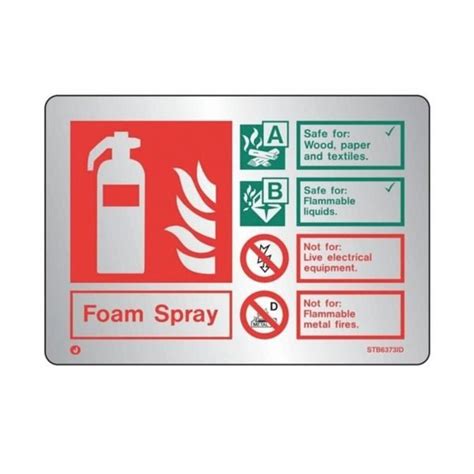 Foam Affextinguisher Id Sign Brushed Stainless Steel London City Fire