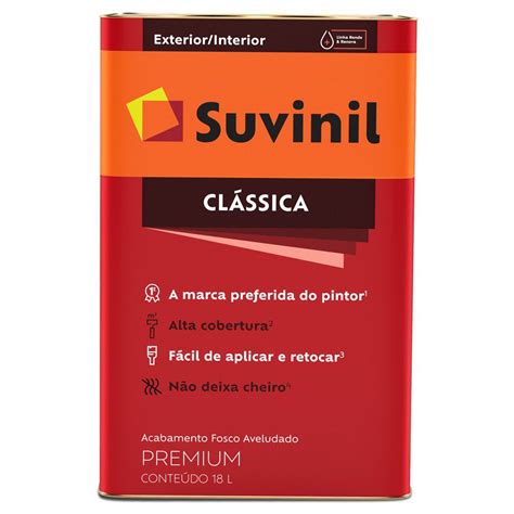 Tinta Suvinil Acrílica Clássica Premium Fosco 18 Litros Branco Neve