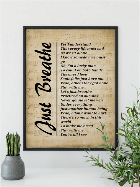 Just Breathe Lyrics on Sheet Music Background Song Lyrics - Etsy