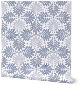 Shutterfly Wallpapers Neutral Art Deco Tiles Gray Blue Wallpaper