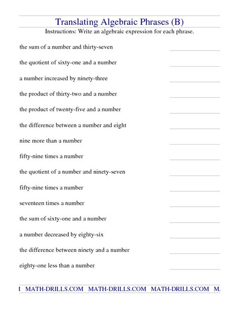 Verbal Expressions Worksheet