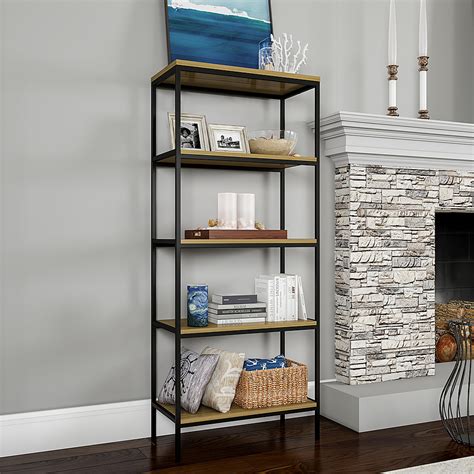 Hastings Home Tier Bookshelf Open Industrial Style Etagere Shelving