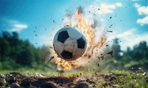 Premium Photo Dramatic Shot Of Soccer Ball Hits Net For A Goal In Fire